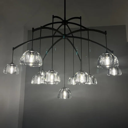 Lampadario moderno in vetro a forma di semisfera rotonda