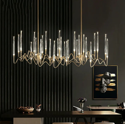 Mid-Century Candlestick Crystal Chandelier for Dining Room