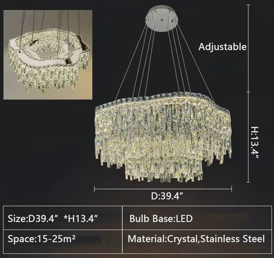 Luxury Creative Set Crystal Chandelier Designer Style Irregular Round/Oval Light Fixture For Bedroom/Living Room/Dining Room