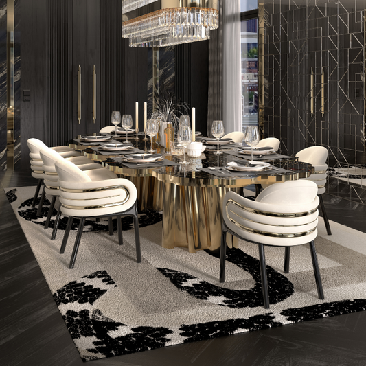 Chic Modern White Chair for Dining with Striking Gold Elements