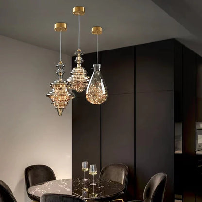 Modern Gray Glass Starry Sky Pendant Light Fixture for Dining Room/Bar/Kitchen Island