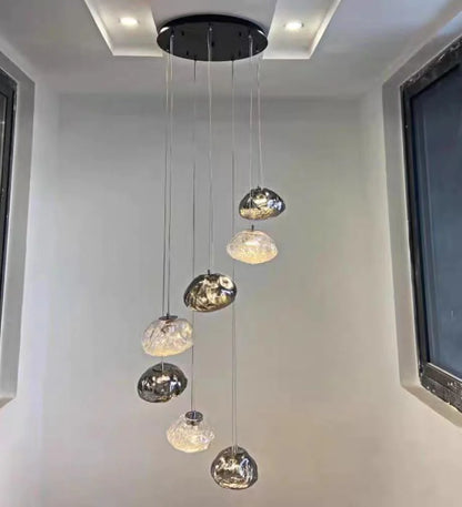 Extra Large Nordic Minimalist Glass Cloud Decorative Chandelier for Stairs/Living Room/High-Ceiling Room