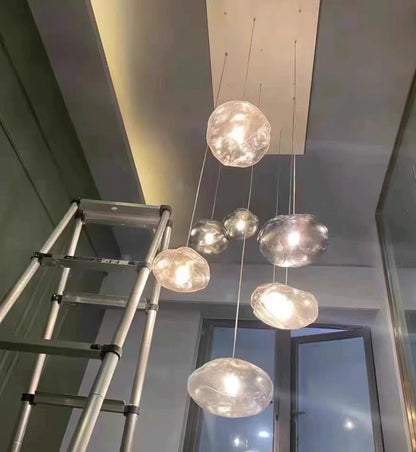 Extra Large Nordic Minimalist Glass Cloud Decorative Chandelier for Stairs/Living Room/High-Ceiling Room
