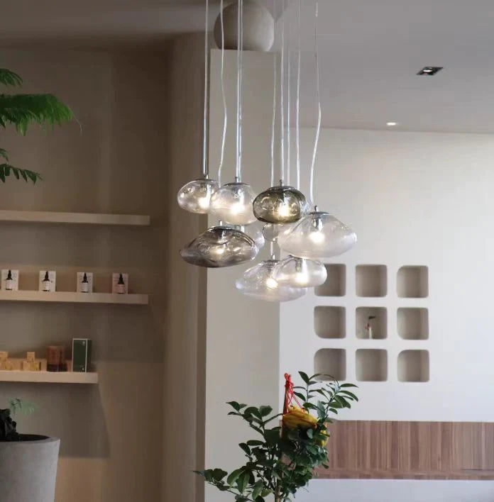 Extra Large Nordic Minimalist Glass Cloud Decorative Chandelier for Stairs/Living Room/High-Ceiling Room