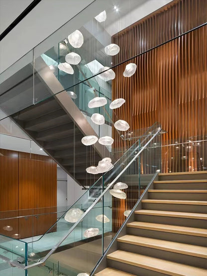 Extra Large Nordic Minimalist Glass Cloud Decorative Chandelier for Stairs/Living Room/High-Ceiling Room