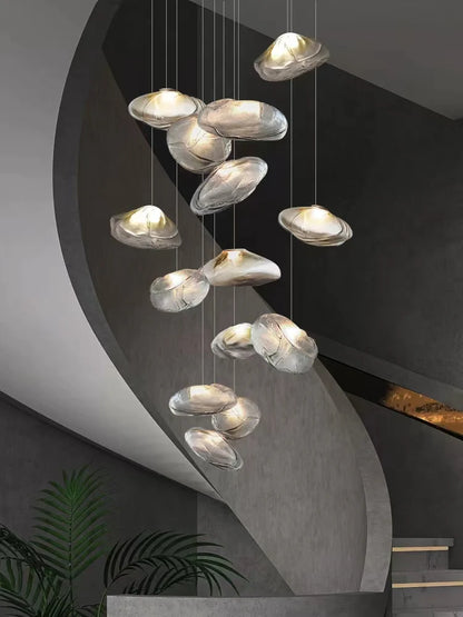 Extra Large Nordic Minimalist Glass Cloud Decorative Chandelier for Stairs/Living Room/High-Ceiling Room