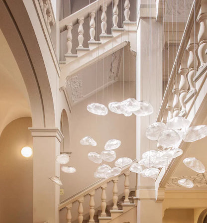 Extra Large Nordic Minimalist Glass Cloud Decorative Chandelier for Stairs/Living Room/High-Ceiling Room