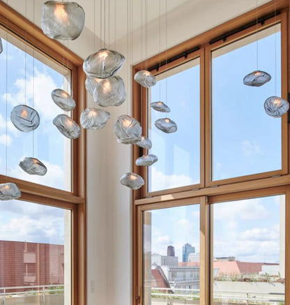 Extra Large Nordic Minimalist Glass Cloud Decorative Chandelier for Stairs/Living Room/High-Ceiling Room