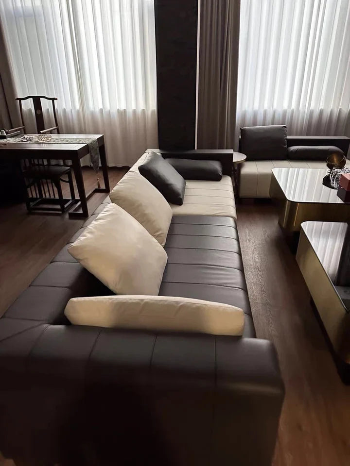 Piano-Shape Rectangle Leather Sofa