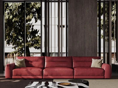 Straight Back Modular Leather Sofa