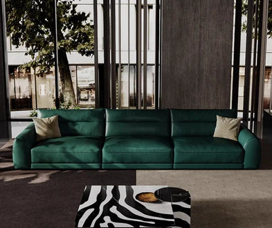 Straight Back Modular Leather Sofa