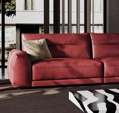 Straight Back Modular Leather Sofa