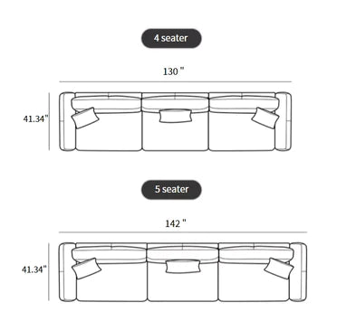 Straight Back Modular Leather Sofa