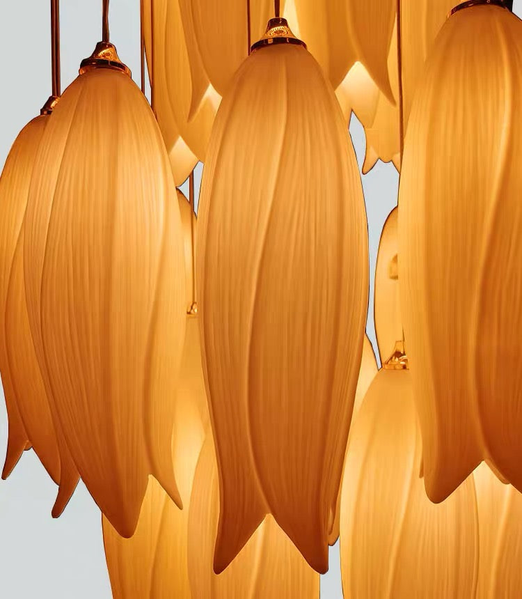Elegant White Tulip Flower Chandelier For Foyer/ Staircase
