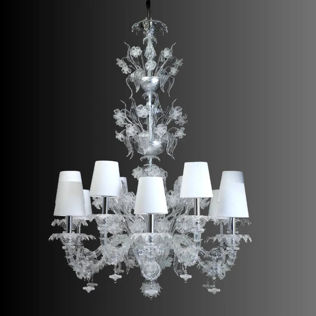 Luxury Crystal Flower Chandelier With Lampshade for Living Room/Staircase/Hotel