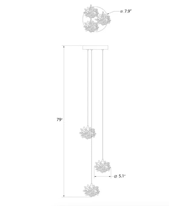 Luxury Floating Crystal Rock Chandelier for Staircase/Foyer