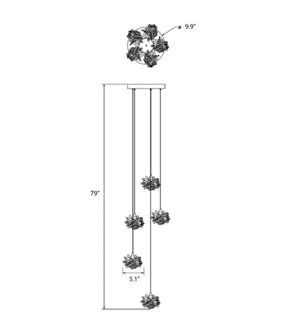 Luxury Floating Crystal Rock Chandelier for Staircase/Foyer