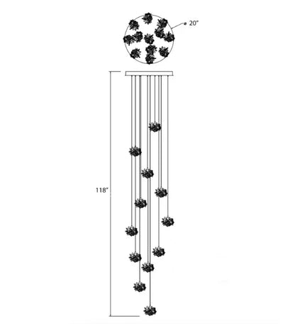 Luxury Floating Crystal Rock Chandelier for Staircase/Foyer
