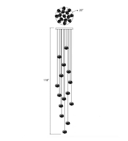 Luxury Floating Crystal Rock Chandelier for Staircase/Foyer