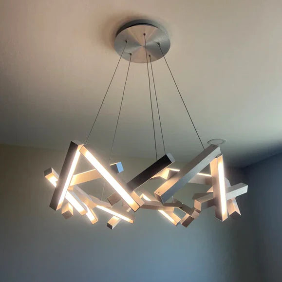 Lustre LED géométrique moderne rond/linéaire en aluminium