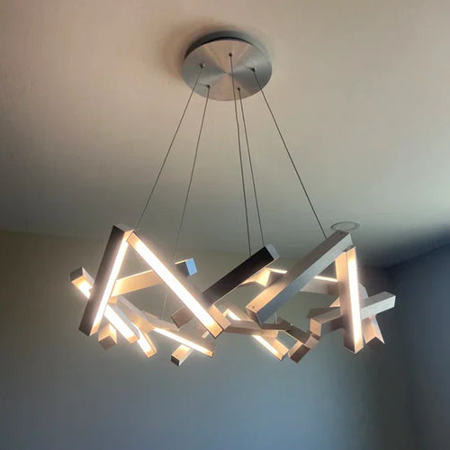 Lustre LED géométrique moderne rond/linéaire en aluminium