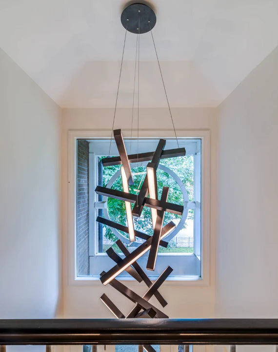 Modern Vertical Geometric Pendant for Staircase/Foyer/High-ceiling