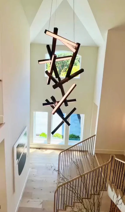 Modern Vertical Geometric Pendant for Staircase/Foyer/High-ceiling