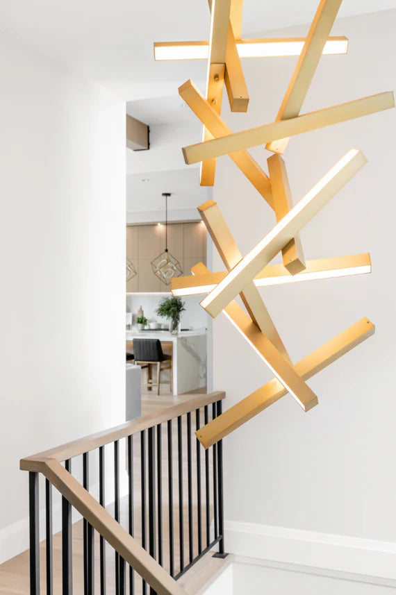 Modern Vertical Geometric Pendant for Staircase/Foyer/High-ceiling