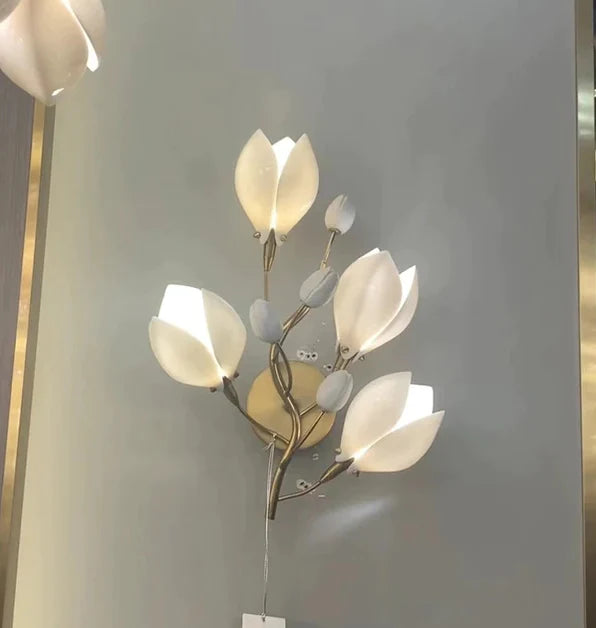 Art Design Creative Ceramic Magnolia Ring/Linear Chandelier for Bedroom/Living Room/Dining Room/Kitchen Island