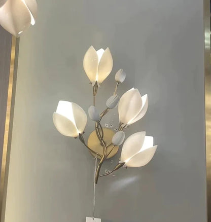 Art Design Creative Ceramic Magnolia Ring/Linear Chandelier for Bedroom/Living Room/Dining Room/Kitchen Island