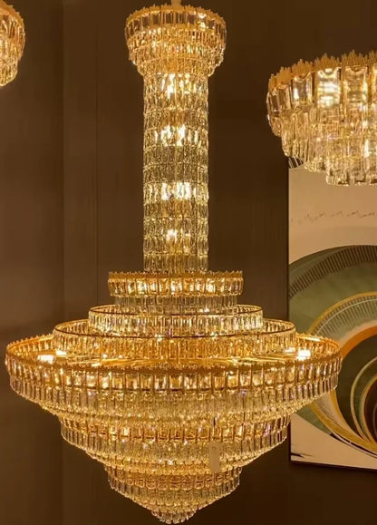 Luxury Multi-tiered Extra Large Crystal Chandelier For High Ceiling Living Room/Foyer/Lobby