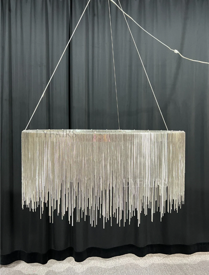 Extra Large Round Aluminum Tassel Chain Chandelier for Living/Dining Room/Villa/Duplex Hall