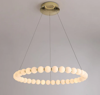 Modern Creative Acrylic Pearl Ring Loop Chandelier