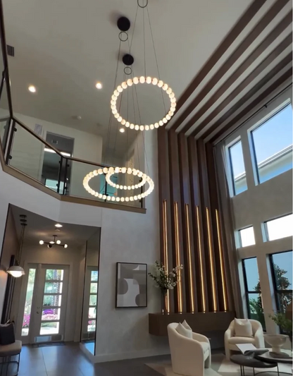 Modern Creative Acrylic Pearl Ring Loop Chandelier