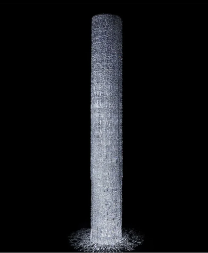 Oversized Art Designer Silver Crystal Long Ceiling Column Waterfall Chandelier