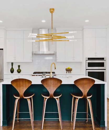 Minimalist 8/10 Light Articulating Chandelier in Brass/Polished Chrome/Bronze Finish