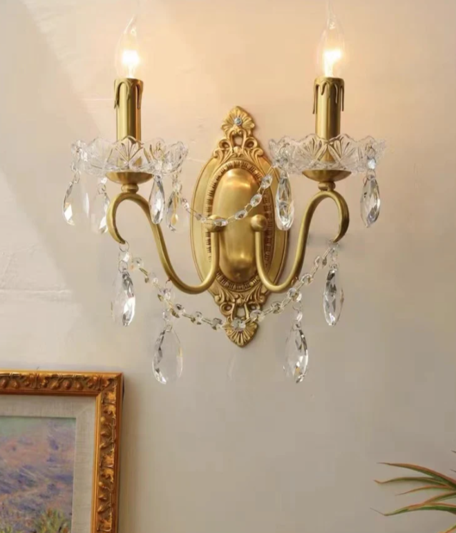 Vintage Romantic Pearl Brass Princess Style Candle Chandelier for Bedroom/ Restaurant/L
