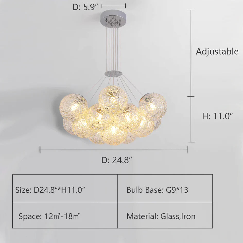 Affordable Nordic Art Water Pattern Glass Bubble Pendant Chandelier for Living/Dining Room/Bedroom