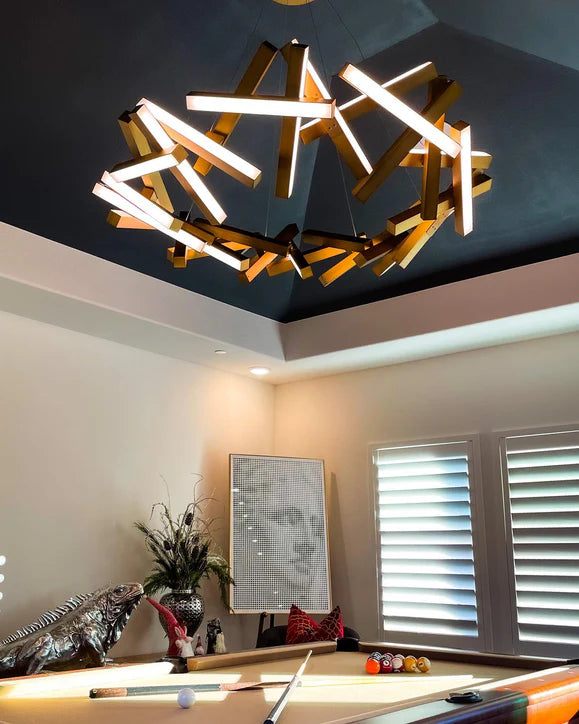 Lustre LED géométrique moderne rond/linéaire en aluminium