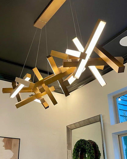 Lustre LED géométrique moderne rond/linéaire en aluminium