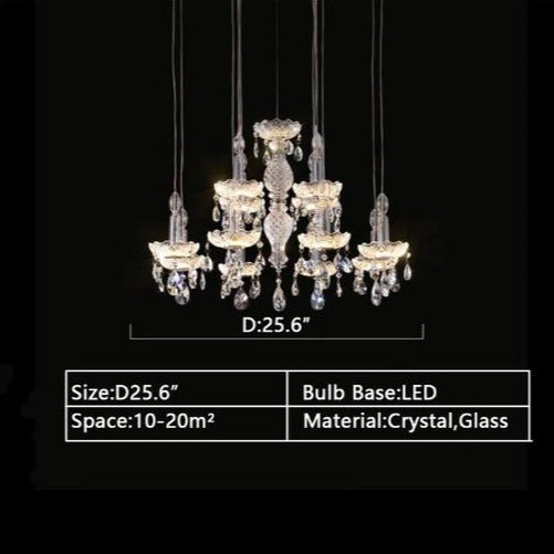 French Romantic Candle Crystal Chandelier White Modern Art Creative Pendant Light For Living Room/Dining Room/Bedroom