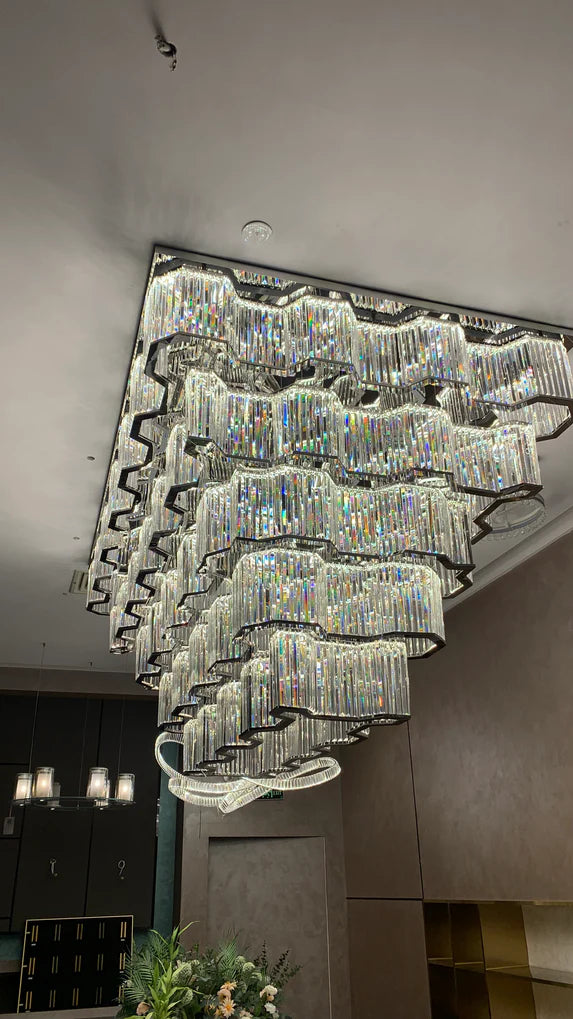 Modern Flush Mount Light Fixture/Chaneleir in Chrome Finish for Hallway/ Hotel Lobby/Dining Room