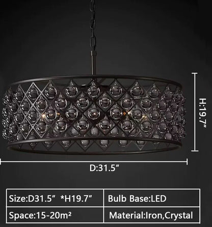 Post-modern Raindrop Crystal Chandelier Rectangle/Round Light Fixture for Living Room/Dining Table