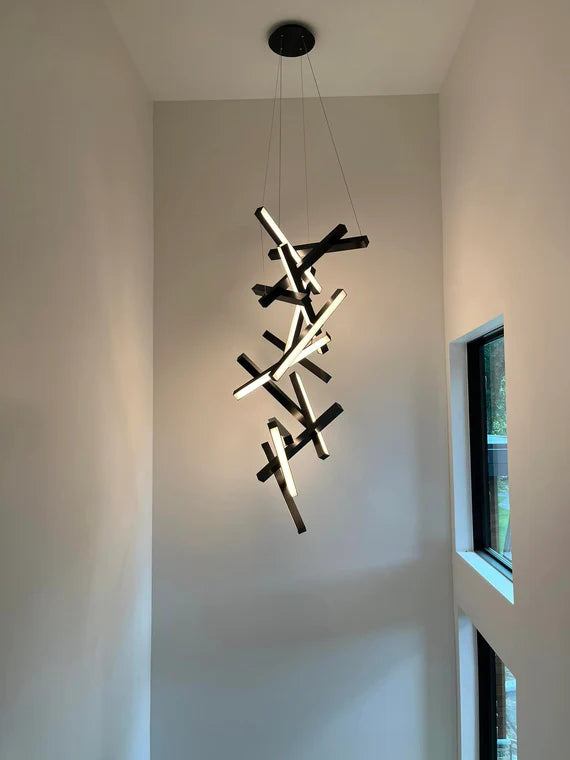Modern Vertical Geometric Pendant for Staircase/Foyer/High-ceiling