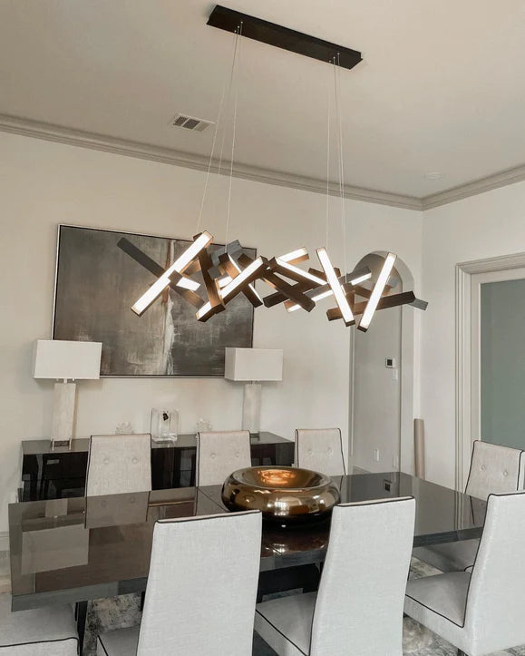 Lustre LED géométrique moderne rond/linéaire en aluminium