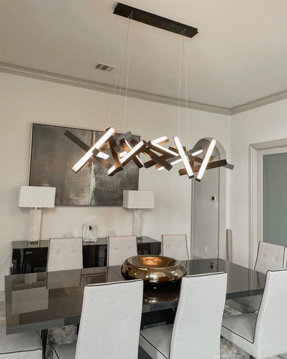 Lustre LED géométrique moderne rond/linéaire en aluminium