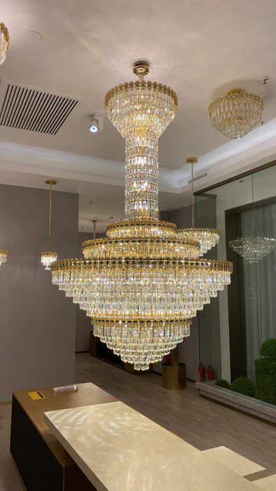 Luxury Extra Large Conical Crystal Chandelier for High Ceiling Living Room/Foyer