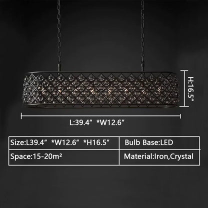 Post-modern Raindrop Crystal Chandelier Rectangle/Round Light Fixture for Living Room/Dining Table