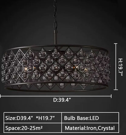 Post-modern Raindrop Crystal Chandelier Rectangle/Round Light Fixture for Living Room/Dining Table