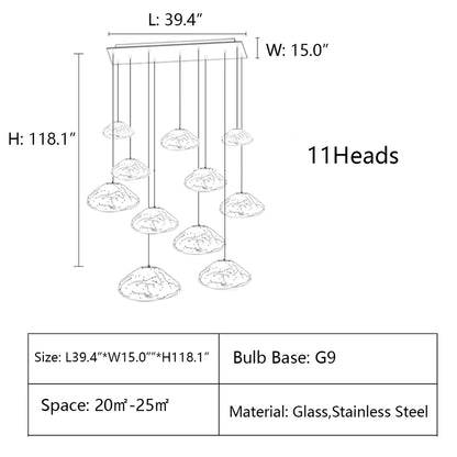Extra Large Nordic Minimalist Glass Cloud Decorative Chandelier for Stairs/Living Room/High-Ceiling Room